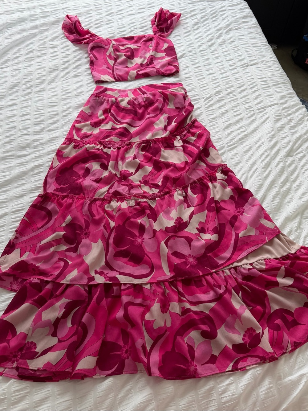 Pink Floral Two-Piece Skirt Set NWOT Size M